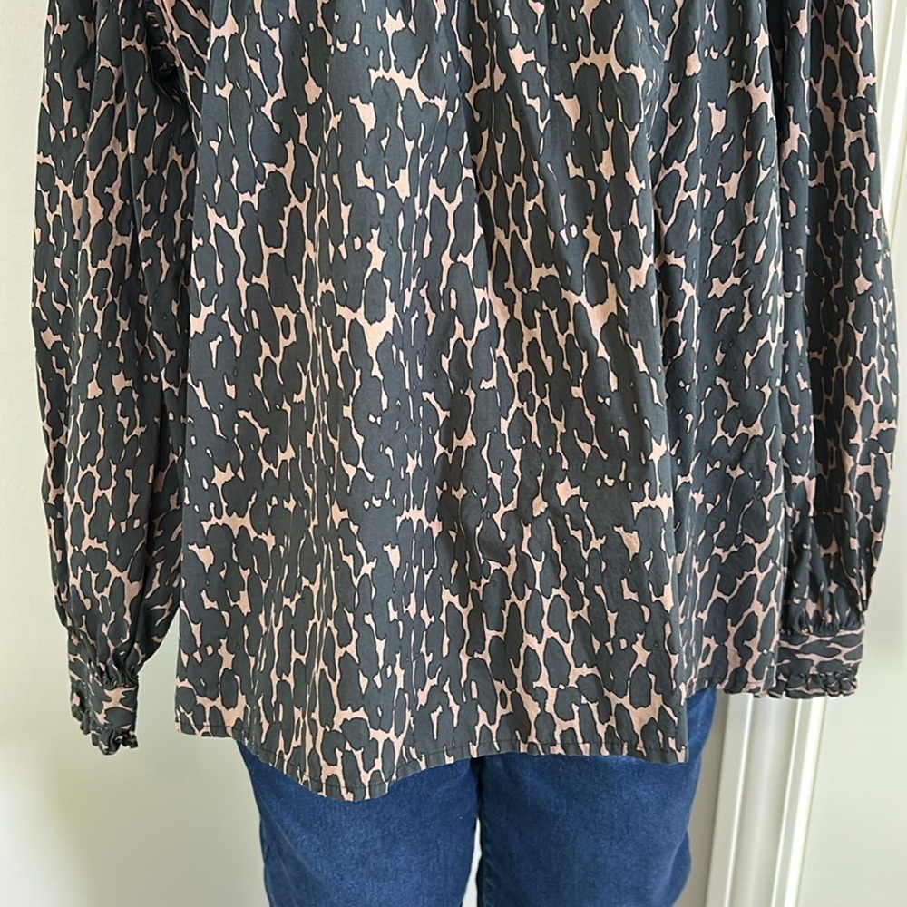Rails Ariana Savannah Top caramel brown high neck shirt onyx black animal Sz XL - Picture 6 of 16